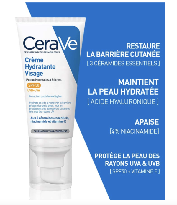 Cerave AM Facial Moisturizing Lotion SPF50 with Hyaluronic Acid 50Ml